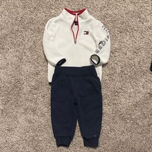 Tommy Hilfiger Baby Toddler Red White and Navy Blue Sweat/Jogger Set
